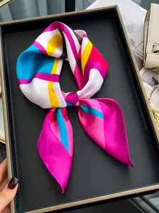 Women's Elegant Colorful Striped Print Square Scarf, Soft Comfortable Breathable Shawl for Daily Wear, Fashion Accessories for Women & Girls, Casual Soft Scarf