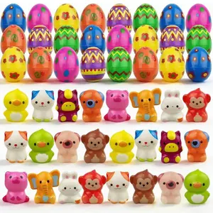 "24 Pack Prefilled Easter Eggs with Animal Squishy Toys – Slow Rising Stress Relief Toys for Kids Boys & Girls, Easter Basket Stuffers Gifts