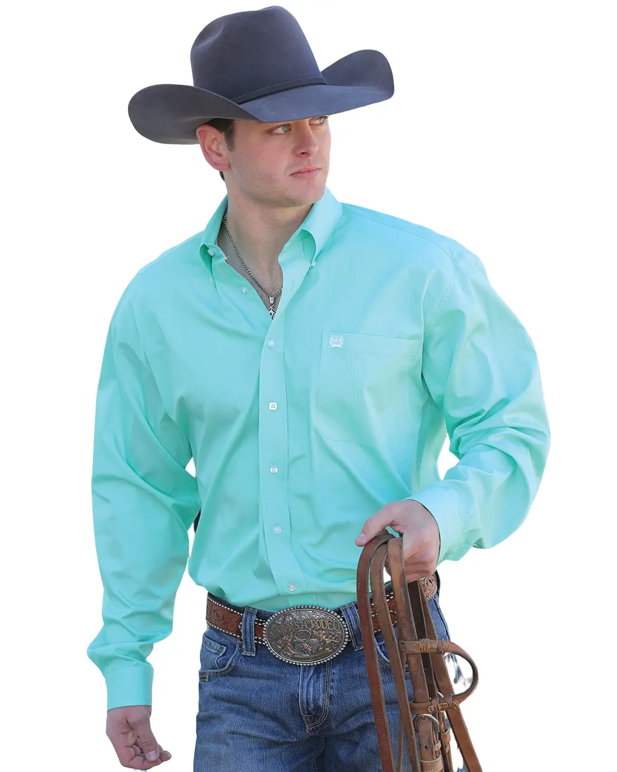 Cinch Men's C&Zwnj;Inch Men'S Solid Long Sleeve Button-Down Western Shirt - Mtw1104237 Grn
