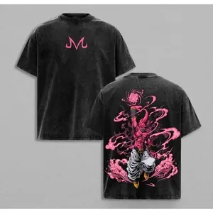 Majin Buu Vintage Washed Anime T-Shirt |   Kid Buu Pink Energy Graphic Tee |   Oversized Streetwear Retro Shirt |   Heavy Cotton Gift for DBZ & Anime Fans