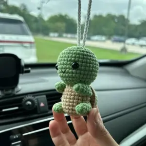 Cute Crochet Turtle Car Rearview Mirror Hanging Ornament, Handmade Crochet Car Interior Decoration, Car Rearview Mirror Hanging Accessories, Car Interior Accessory, Car Trinkets