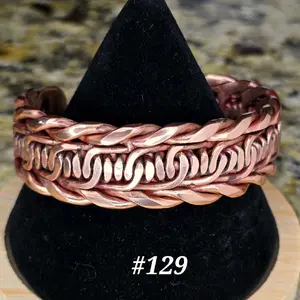 #129 Pure Copper 6 1/2" x 7/8"   Hand-Woven Cuff Bracelet – Handmade Artisan Jewelry – Unisex – Gift Ready