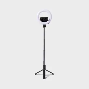 Tripod Selfie Stick with LED Ring Light -  heyday Black