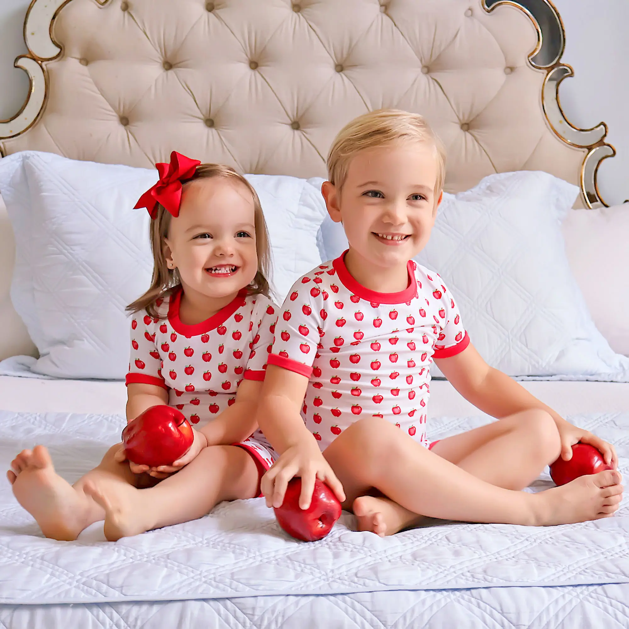 Apple a Day Short Pajamas - Soft Back to School PJ Set for Kids