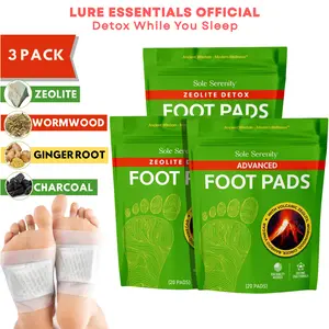 (3 Pack) Cleansing Foot Pads with Bamboo Vinegar, Zeolite, Ginger Root, Wormwood Nail Pack Detox Masks Powder