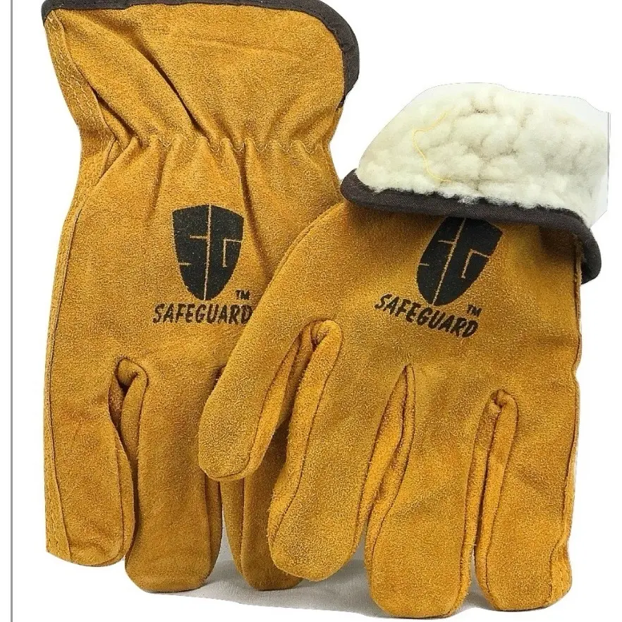 Safeguard Winter Full Leather Cowhide Work Gloves - 6 Pairs for Welding with Fur Insulation - Durable & Flexible for Cold Weather Protection, Safety Work Gloves, Protective Work Gloves