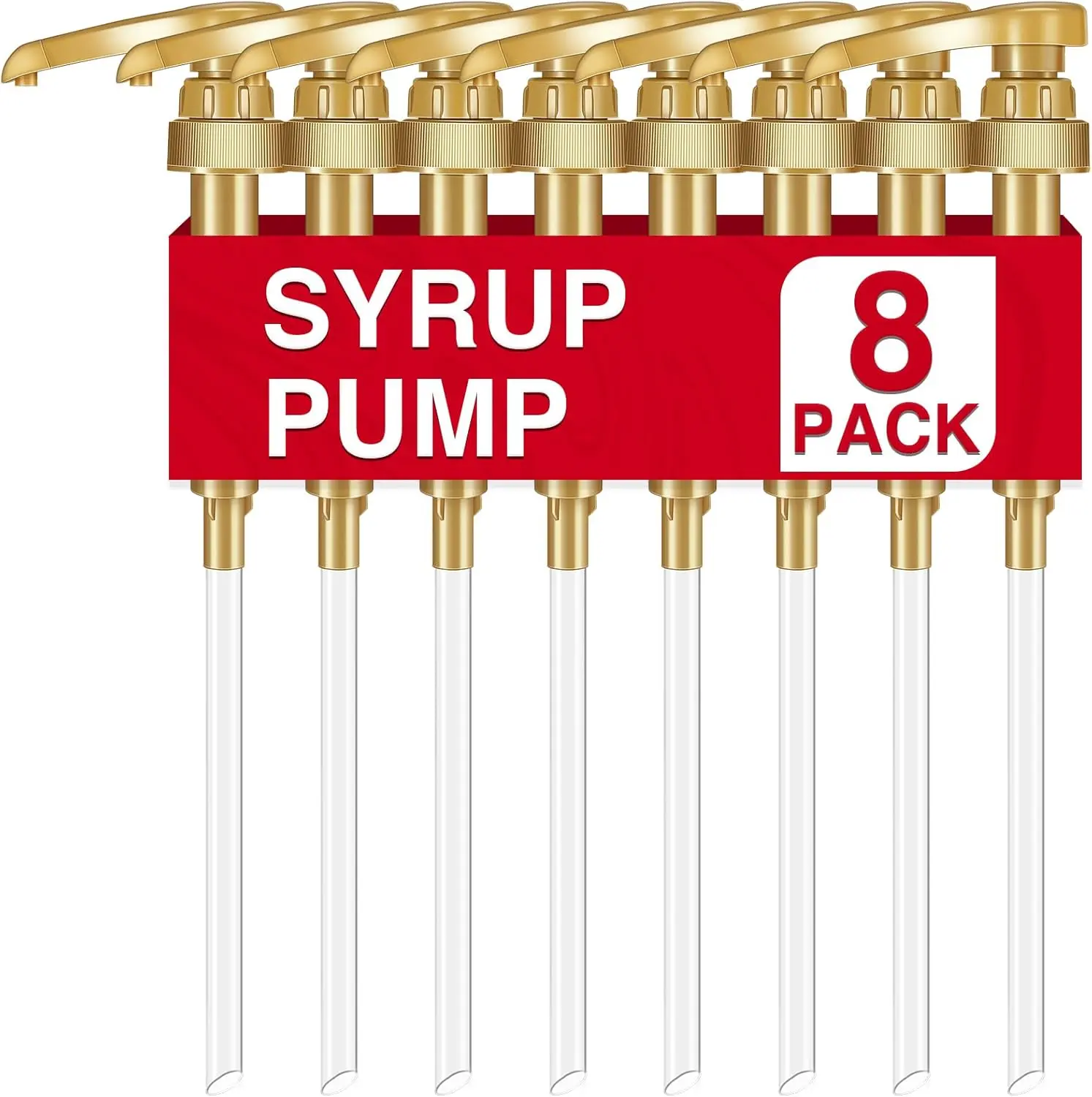 8Pcs Coffee & Syrup Adjustable Bottle Pump Dispenser, Plastic Press Type Pump Head, Kitchen Syrup Pump, for Home & Coffee Bar Drinking , Tea Utensils
