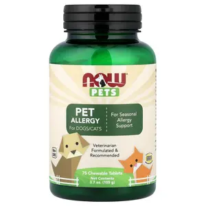 NOW Foods Pets, Pet Allergy for Dogs/Cats, 75 Chewable Tablets