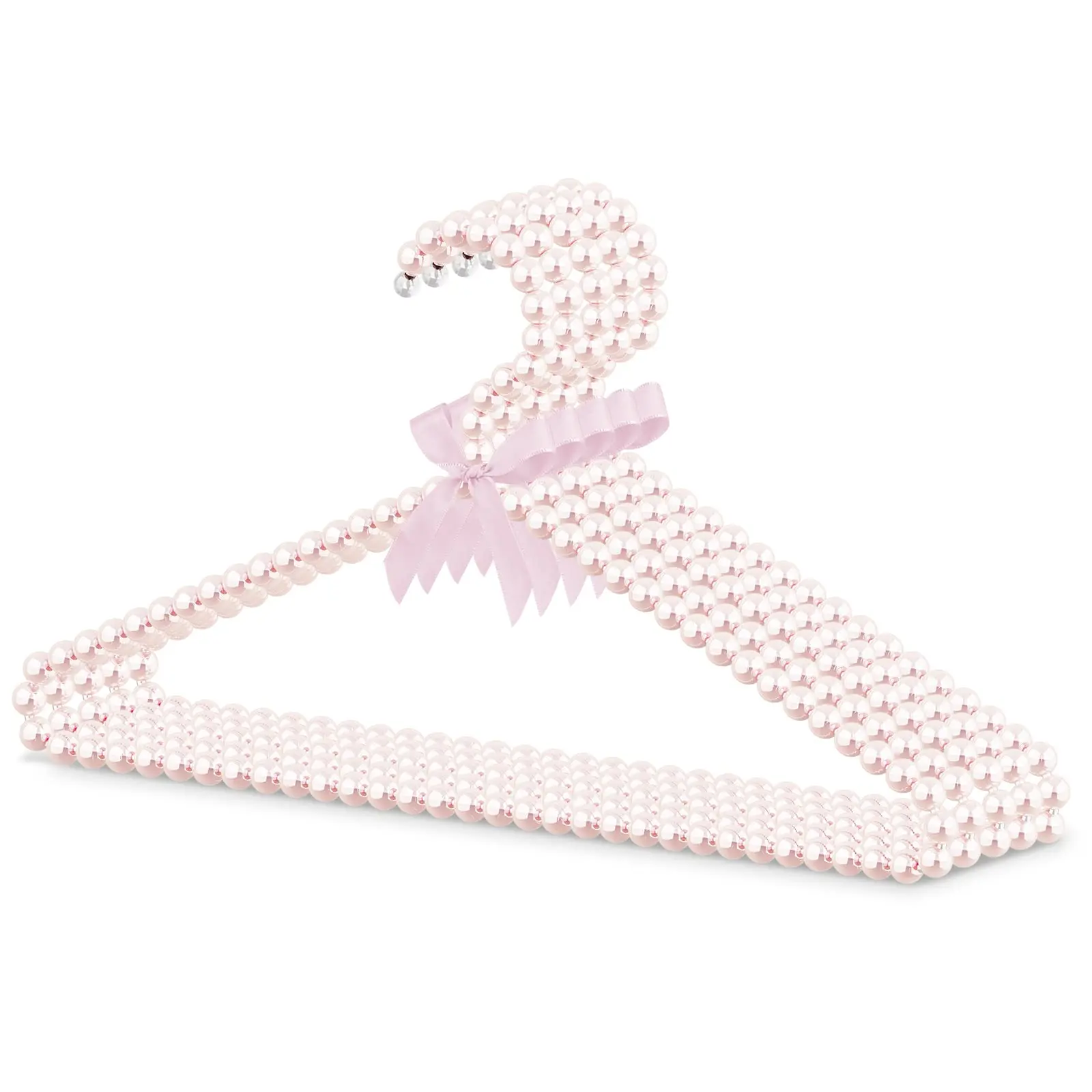 NEWMALL 5 Pack Pearl Beaded Clothes Hangers, Plastic 15¾ inches, White