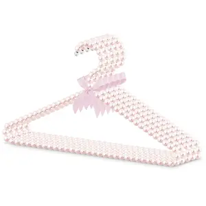 COODO 5 Pack Pearl Beaded Clothes Hangers, Plastic 15¾ inches, White