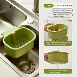 Automatic Kitchen Sink Strainer Basket, Fine Mesh Strainer, Push-Button Drain Filter for Kitchen & Bathroom Sinks, Food Waste Disposal with Removable Bottom