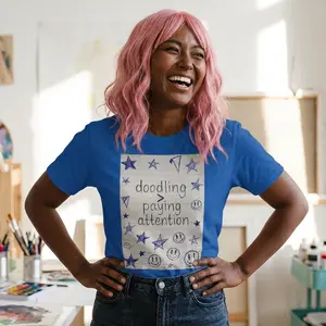 "Doodling > Paying Attention" T‑Shirt — Hand‑Drawn Notebook Graphic