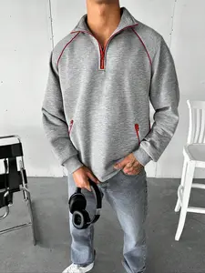 Men's Pullover Sweater with Half-Zip Design, Long Sleeve, Soft Fabric, Perfect for Autumn & Winter, Casual Fashion for Daily Wear, Sweatshirts