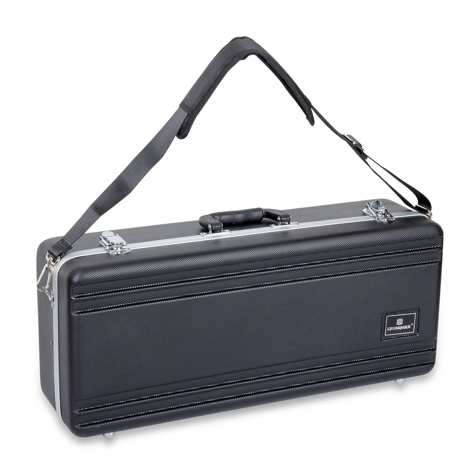 Crossrock Rectangular Alto Saxophone Case with Single Shoulder Strap-Black