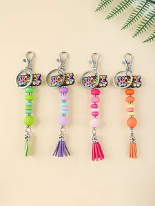 1 PC Beaded Keychains, Handmade Beaded Key Rings, Dopamine Color Palette, Macaron Hues, Candy Colors, Acrylic Beads, Metal Keyrings, Y2k-Inspired Girly Bag Charms, Party Favors, Car Key Accessories, Girly Essentials