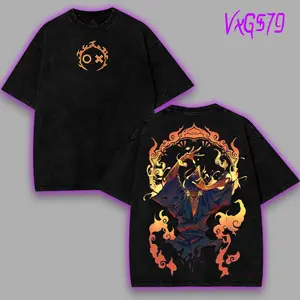 Fire Force Benimaru shinmon god of destruction v5 Anime Manga 2 sided Washed T-Shirt Menswear Soft Black 90s graphic tees streetwear unisex apparel