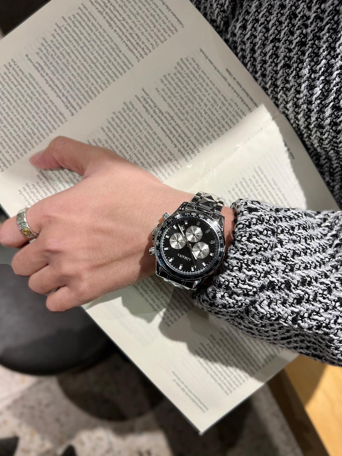 Swiss Luxury Men's Multifunctional Watch - Luminous Quartz Wristwatch with Premium Steel Band, Waterproof Business Style