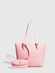 Women's Fashionable Random Pattern Tote Bag with Wallet Set, Large Capacity Shoulder Bag for Work & Daily Used, Casual Trendy Versatile High-quality Daily Commuting Bag