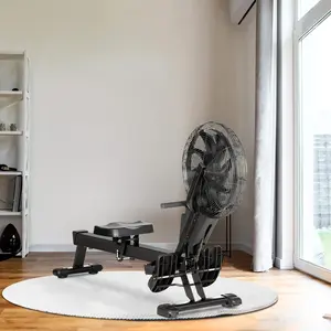 Soozier Air Rowing Machine with LCD Digital Monitor & Steel Frame, Foldable Rower for Home Gym Use