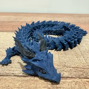 3D Blue Dragon Figurine with Detailed Spines and Horns for Fantasy Collectors