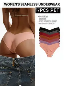 Seamless Solid Color Thongs for Women, Ultra Soft Breathable & Comfortable Underwear, All-Season Daily Intimates
