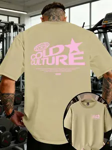 Men's Oversized Drop Shoulder Sweatshirt, Cold Culture Letter Print, Casual Fitted Long Sleeve, Comfortable Breathable Fabric