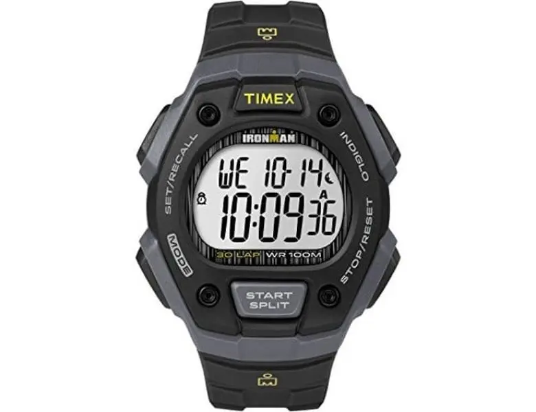 TIMEX Men's Ironman Classic Sport Watch, Round Digital Display with Black Resin Band, Conic Performance Design, 30 Lap Memory & Alarm, Quartz, Stopwatch, Luminous, Race Style Digital Watches, Five Buttons, Male Watch