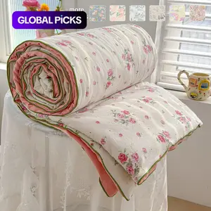 1pc of small floral print summer quilt,blanket， super soft and skin-friendly air-conditioned quilt, suitable for use in all seasons, bedrooms, and living rooms Air Conditioning Quilt Lightweight Bedding Printed Quilts #GLOBAL PICKS