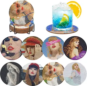 8PCS 5D DIY Diamond Art Coasters Kits for Adults and Kids,Diamond Dot Art Coasters with Holder for Home Party Decor Supplies