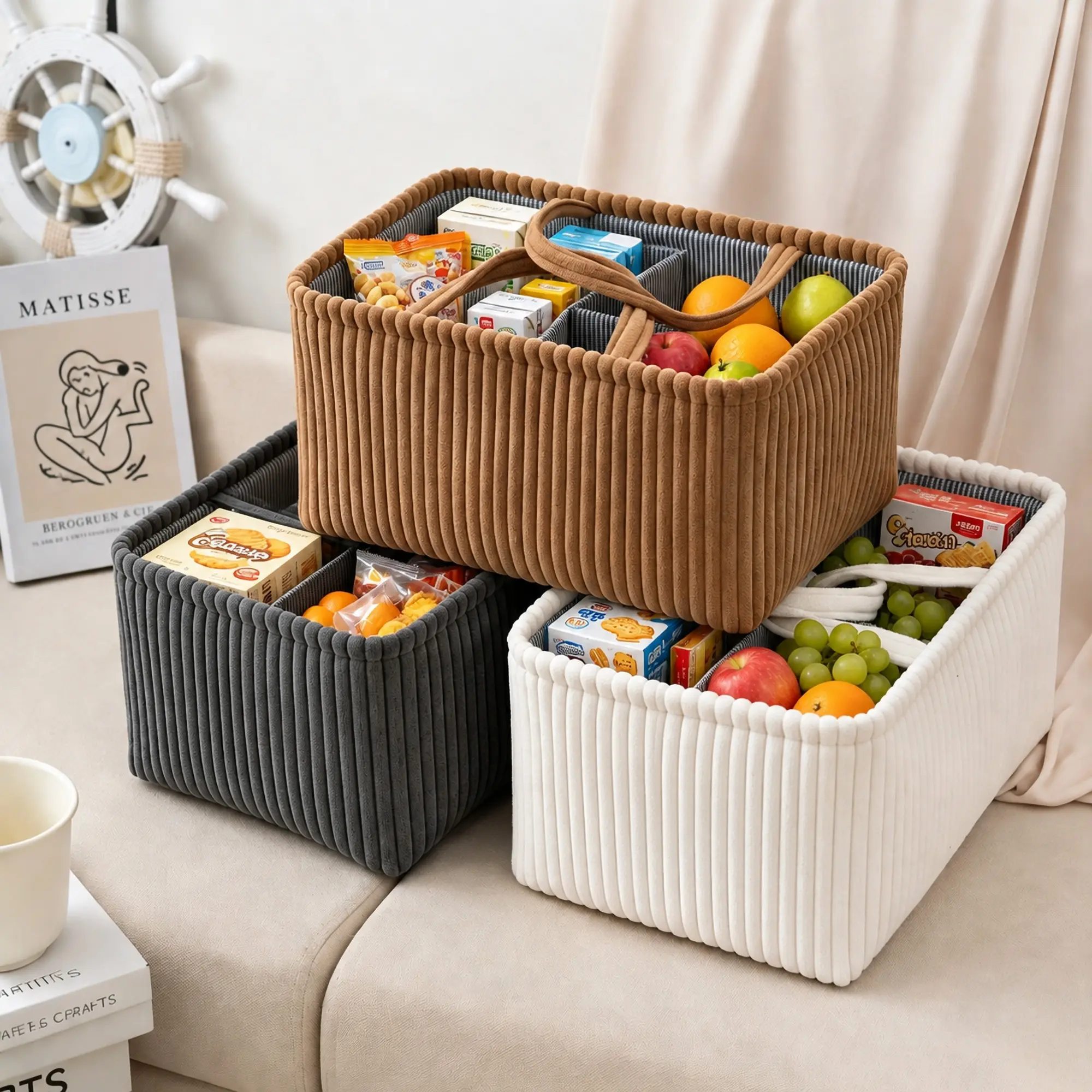 Extra Large Baby Caddy Organizer with Handle, Multi-Scene Portable Storage Basket for Diapers, Wipes, Toys & Baby Essentials