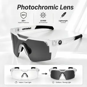 New Premium Photochromic Sunglasses, Square One-Piece Lens Sports Shades, Unisex Cycling Eyewear with UV400 Protection and Z87+ Safety Rating
