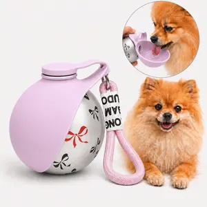 Stainless Steel Pet Bowl Water Bottle with Drinking Basin - 285ml Leak-Proof Dog Travel Water Bottle, Ideal for Walks, Road Trips, Bowl Water Bottles