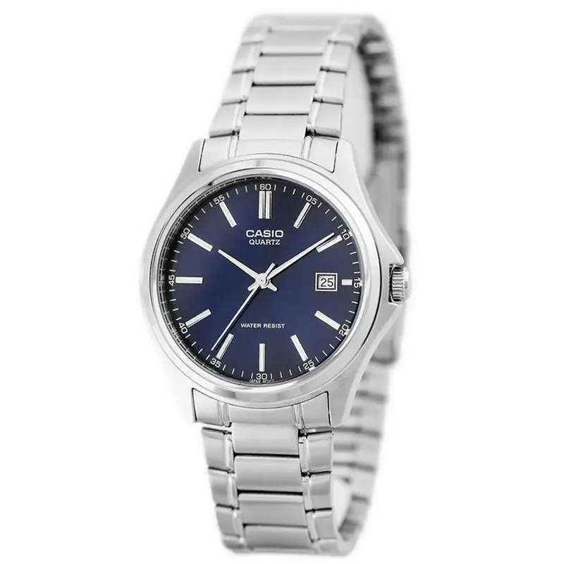 Casio Men's Enticer MTP1183A-2A Stainless Steel Bracelet Silver Dial Quartz Movement Fold Over Deployment Clasp Analog 37mm Rectangle Watch