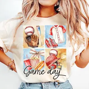 Coquette Baseball, Game Day Baseball, Baseball Bow, Baseball Mama, Brushstroke Baseball T-Shirt