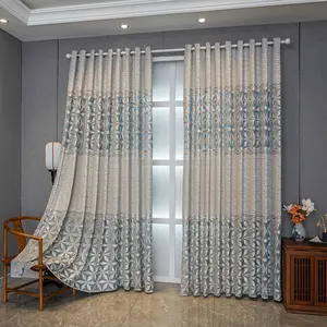 2Panels American retro velvet contrast translucent curtain, with top grommet hanging and window treatment, suitable for bedroom, living room and study home decoration.