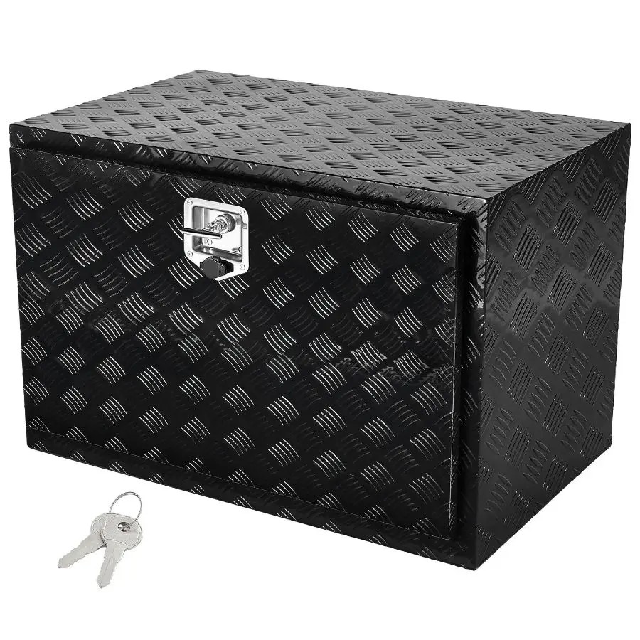 VEVOR Underbody Truck Box, 36x 24x 24 Pickup Storage Box, Heavy Duty Aluminum Diamond Plate Tool Box with Lock and Keys, Waterproof Trailer Storage Box with T-Handle Latch for Truck, Van, Trailer