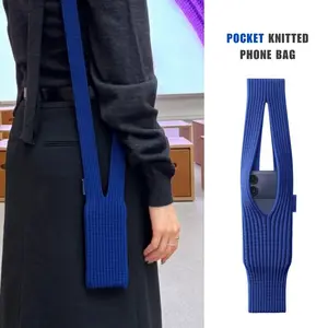 Phone Pocket 25 Knitted Phone Bag Adjustable Strap Bag Adjustable Crossbody Shoulder Bag Available 40/80cm Universal Storage Bag Portable Lightweight Sling - Simple Portable