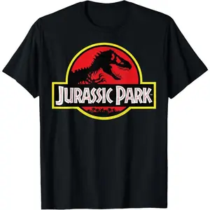 Jurassic Park Adult Unisex Distressed Vintage Logo T-Shirt - Black, Small Clothes Cotton Womenswear Breathable