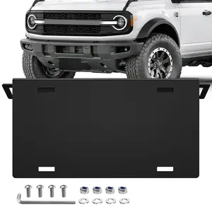 Nilight Front License Plate Bracket Fit for Ford Bronco 2/4 Door 2021 2022 2023 2024 2025 2026 Steel License Plate Mounting Holder Heavy-Duty Modular Bumper no Drilling Required Rattle-Free Black