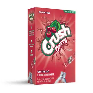 3x Crush Cherry On The Go Flavoring Powder - Cherry Drink Mix for Hydration 12 Servings