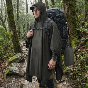 Large Hooded Raincoat, Lightweight Rain Coat, Portable Waterproof Poncho, Multifunctional Outdoor Camping Rainproof Tent Mat, Christmas Gift