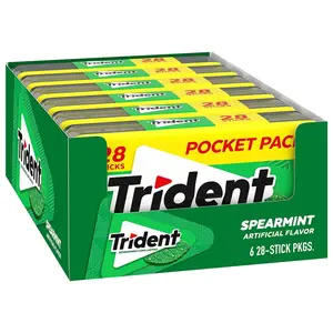 Trident Spearmint Gummy Candy - 8-Count Chewy Fruit Candy in Fun, Portable Containers