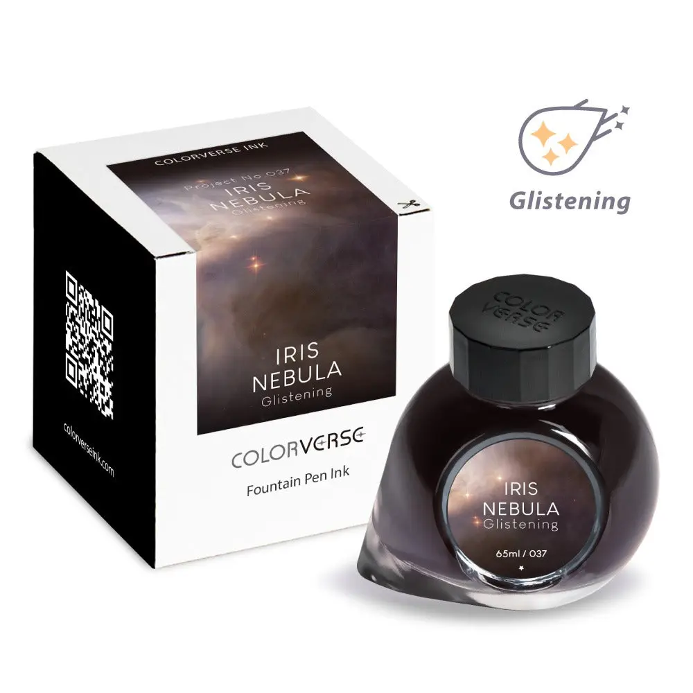 Colorverse Project Vol.6 No.037 Iris Nebula Glistening Fountain Pen Ink, 65ml Bottle, Cool-Toned Blue Hues, Cosmic Glow, Unique Atmospheric Presence, Legible Writing, Ideal for Fountain Pen Users, Stationery Users, Gift Option