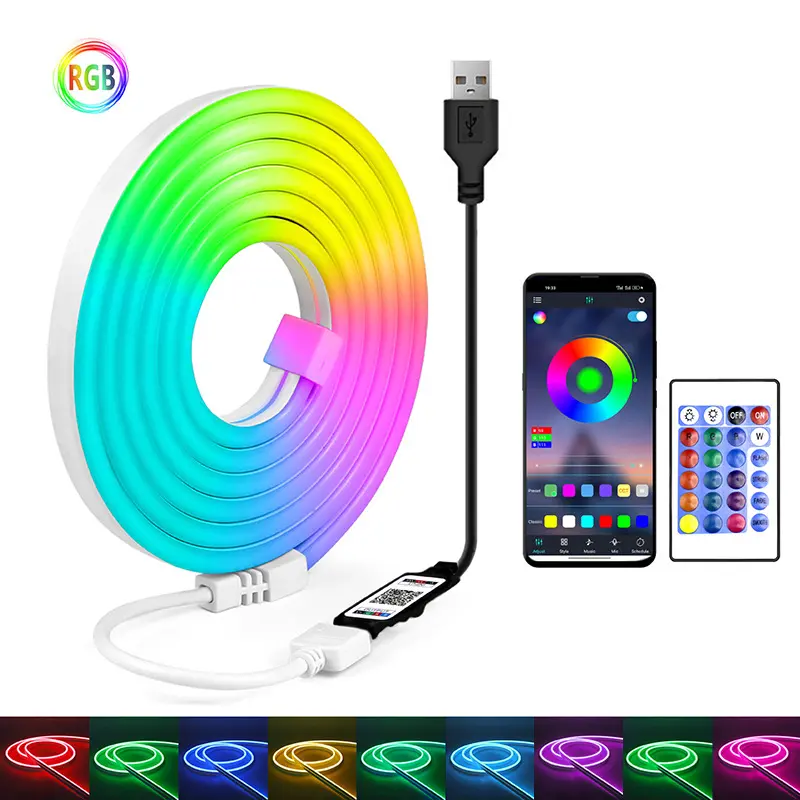 Micrency RGB LED Neon Rope Strip Lights, Rope Shape, 6/9/16ft IP67 Waterproof, Music Sync, 44-Key Remote, Multiple Modes, Custom Design for Bedroom & Holiday Decorations