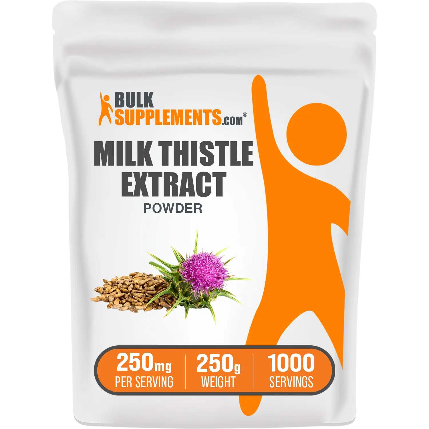 BulkSupplements Milk Thistle Extract Powder - Dietary, Hypoallergenic Antioxidant - Digestive Support Supplement - 250g Container, 250mg per Serving