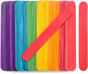 Jumbo Colored Popsicle Sticks 8 Inch Natural Wooden Craft Sticks Multi Purpose Rainbow Ice Cream Sticks for Crafting and Fun