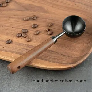 PrimPick Retro coffee measuring spoon, solid wood coffee spoon, capacity 10 grams, walnut wood handle, perfect for coffee, tea, etc., a perfect holiday gift