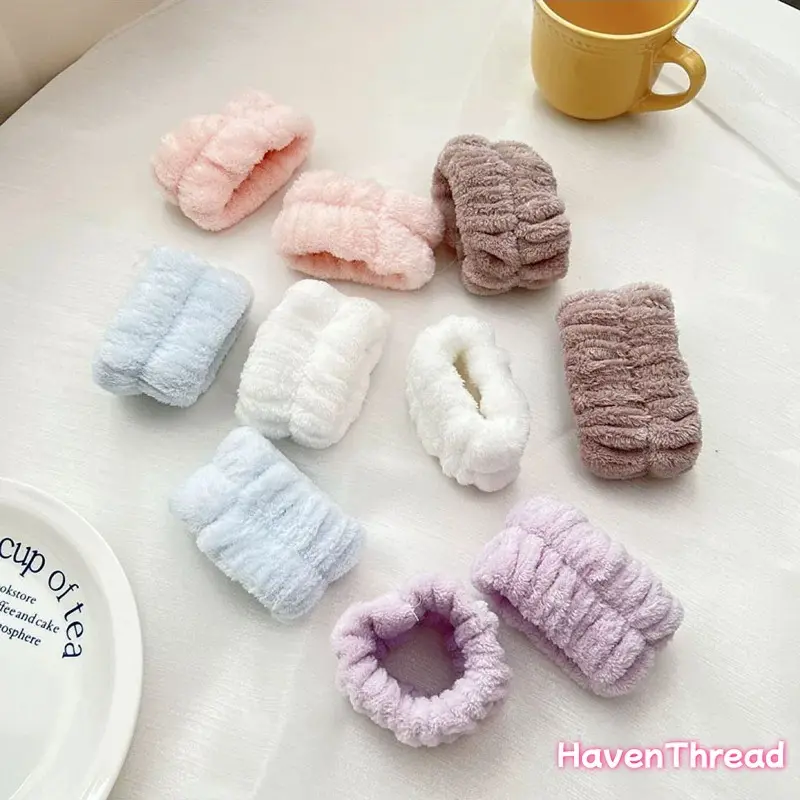 Curvyfaja Headband and Wrist Washband Set Women Makeup Headband Girls Washing Face Headband