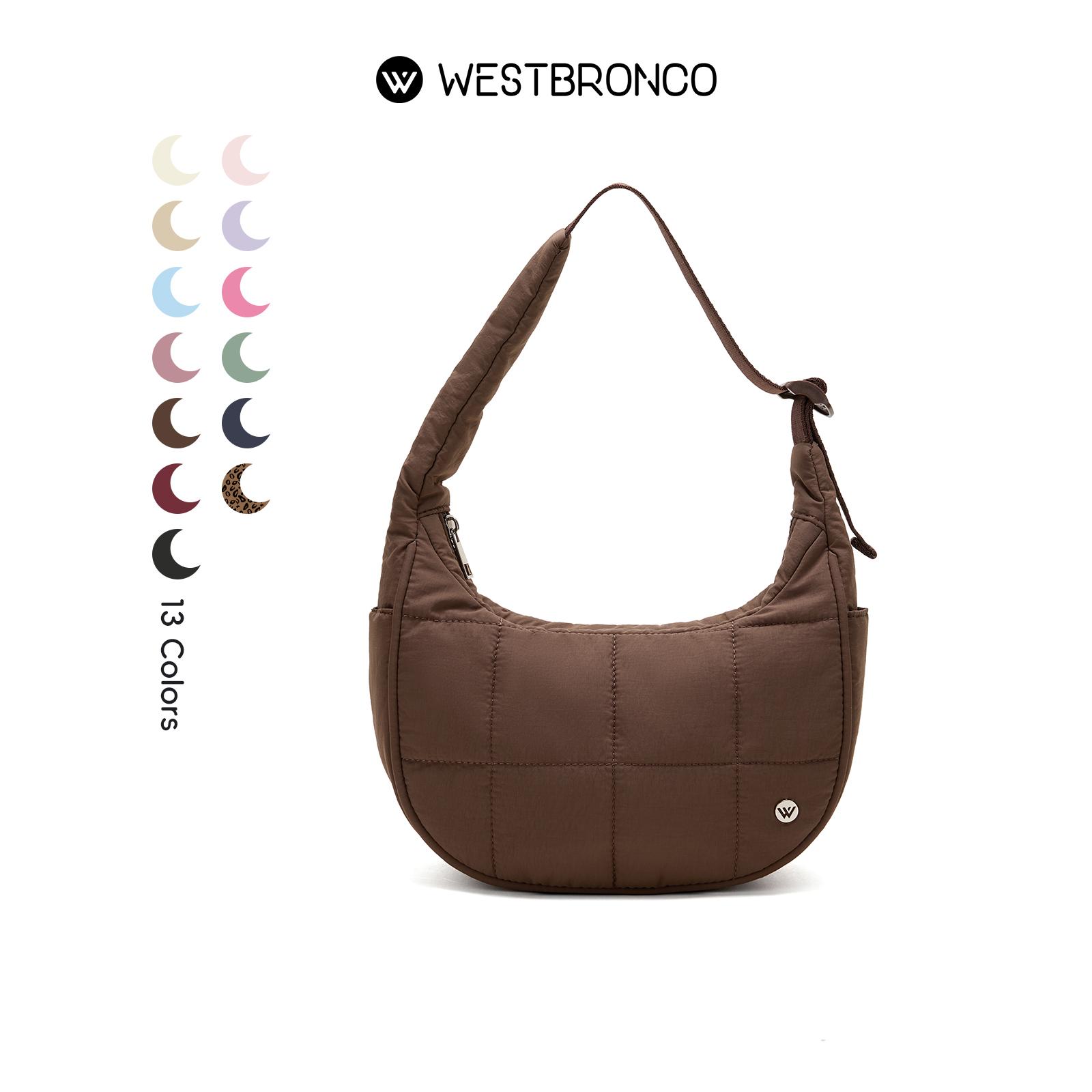 WESTBRONCO TikTokShopSpringGlowUp Crescent Shoulder Bag 2026 Viral Small Puffy Fashion Stylish with 2 Side Pockets Adjus