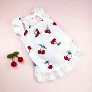 Cute Fashion Print Pet Dress with Bow, Plaid Pet Costume, Elastic Mesh Princess Dress, Puppy Cat, Complete Set, Clothing